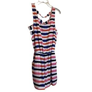 Spring Striped‎ Sleeveless Dress Cutout Accents Casual Summer Comfortable